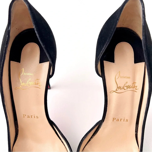 CHRISTIAN LOUBOUTIN | Iriza 100 Black Veau Velours Pointed Pump EU 38.5 US 8.5 - Picture 5 of 16